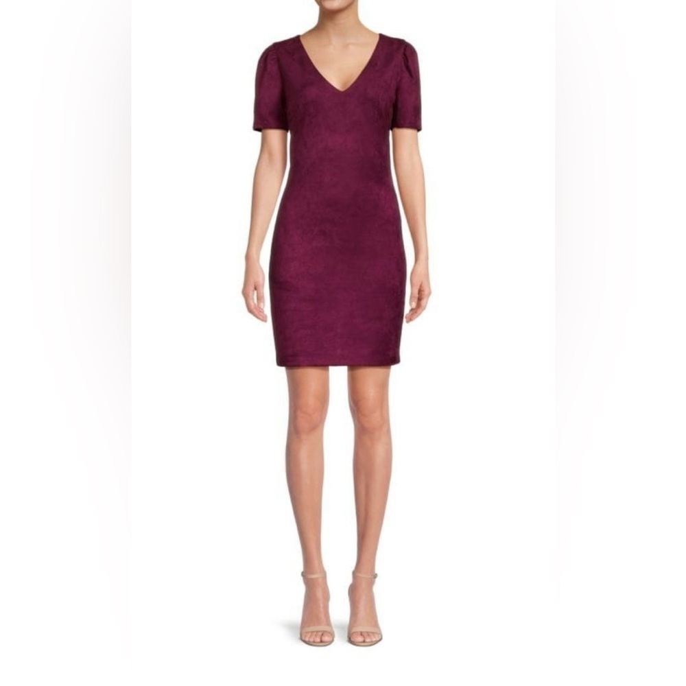 NWT Kensie Faux Suede Mini Pencil Dress | Wine | Size 8